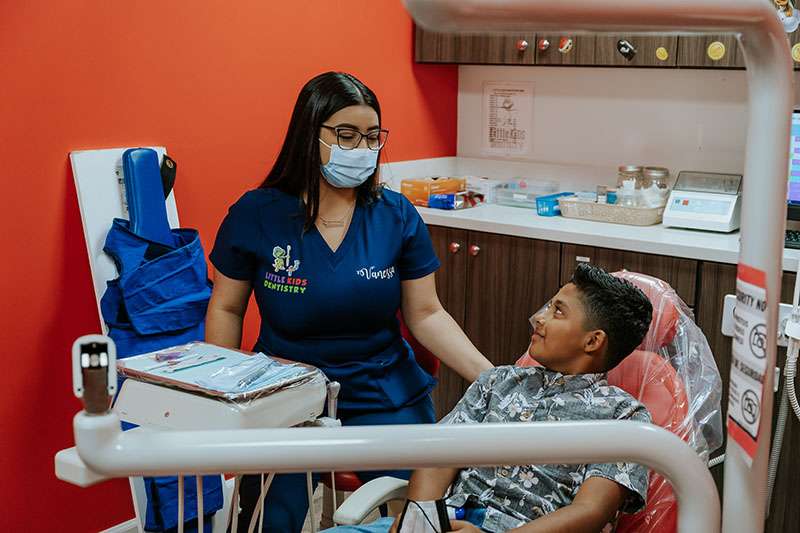Dentist in Red Office