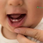 Child's mouth with emerging teeth