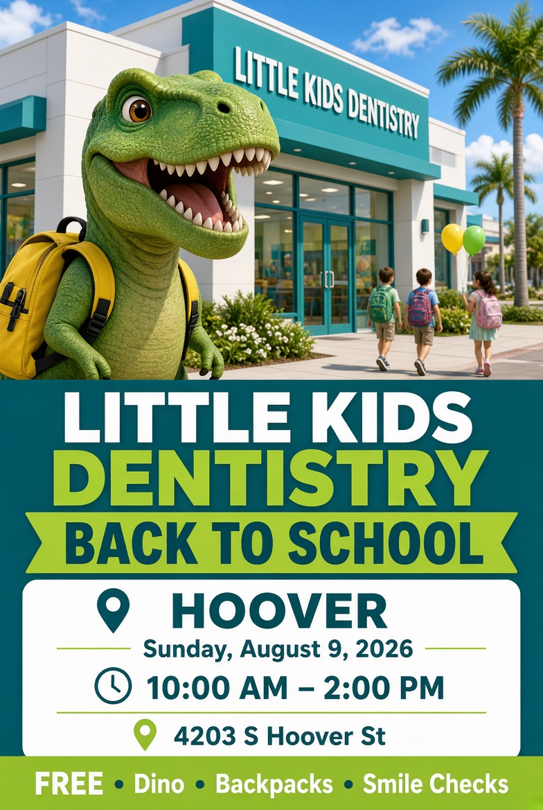Dinosaur-themed dental event announcement